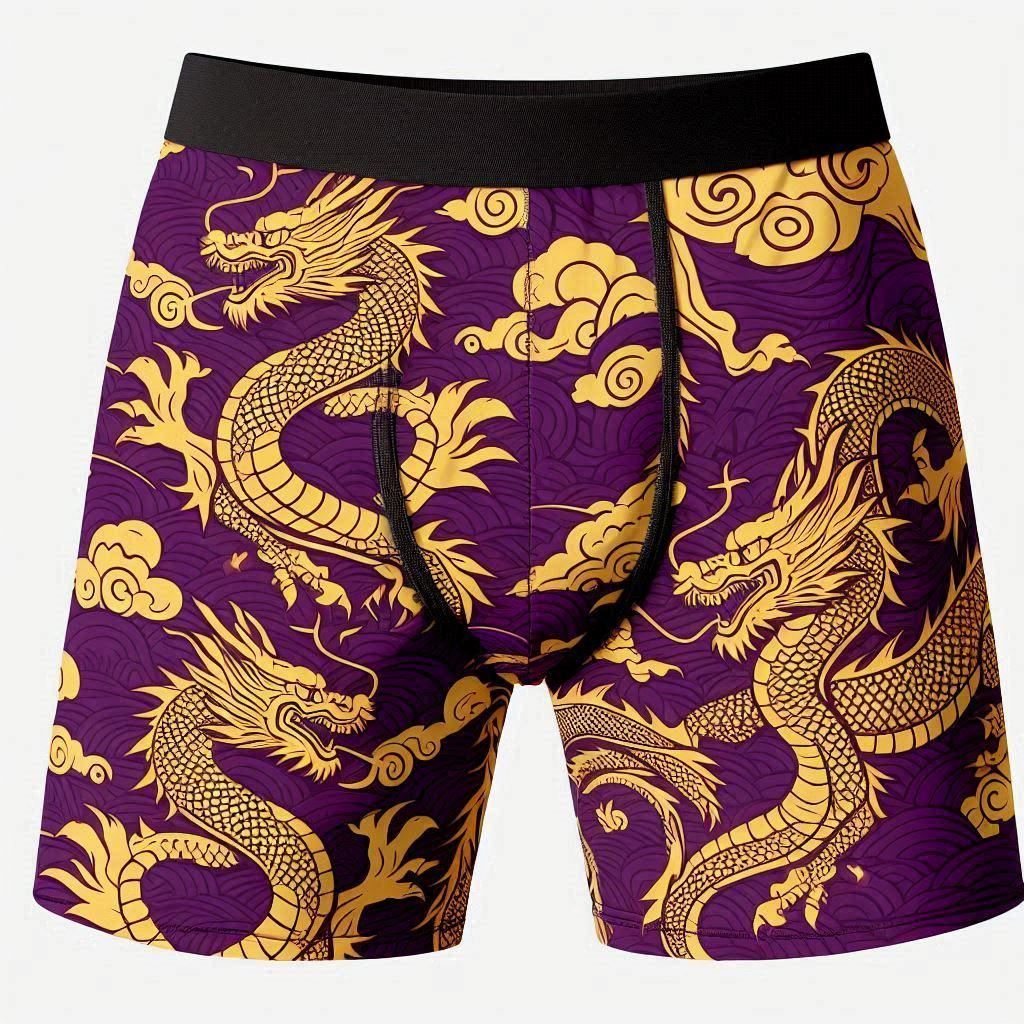 Purple Boxers with Yellow&nbsp;Dragons